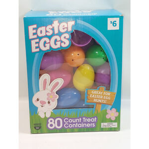 Easter Egg Treat Containers 80ea Boxed 2" Multi Colored For Egg Hunts NIB 261K